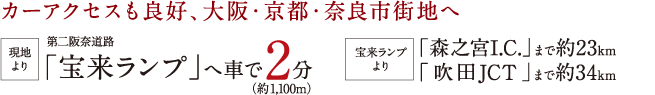 「大和西大寺」駅へ自転車6分徒歩22分　「大阪難波」駅へ31分　「本町」駅へ34分　「近鉄奈良」駅へ5分　「梅田」駅へ40分　「京都」駅へ41分