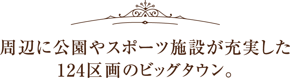 周辺に公園やスポーツ施設が充実した124区画のビッグタウン。